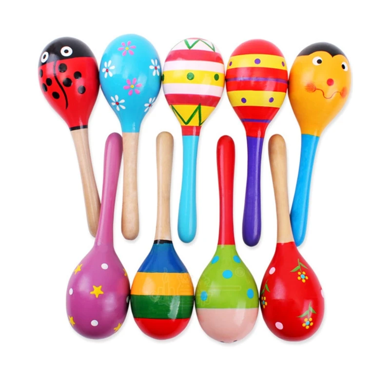 

HUYU 1 Pc Interesting Small Funny Shaker Sand Hammer Toy Wooden Rattles Egg Shaker Kids (Random Color Pattern)