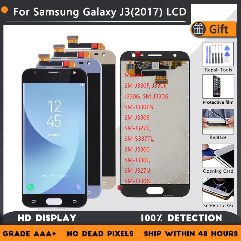 

ЖК-дисплей 5,0 дюйма для Samsung Galaxy J3 2017, J330F, J3 Pro, J330G/DS, без битых пикселей, LCDTouch, сигитирующий экран в сборе, заменяемый