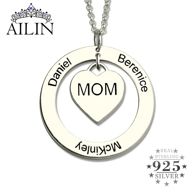 

Ожерелье AILIN из серебра 925 пробы, покрытое золотом семейное ожерелье пробы, 18 карат, с гравировкой имени, персонализированное ювелирное изде...