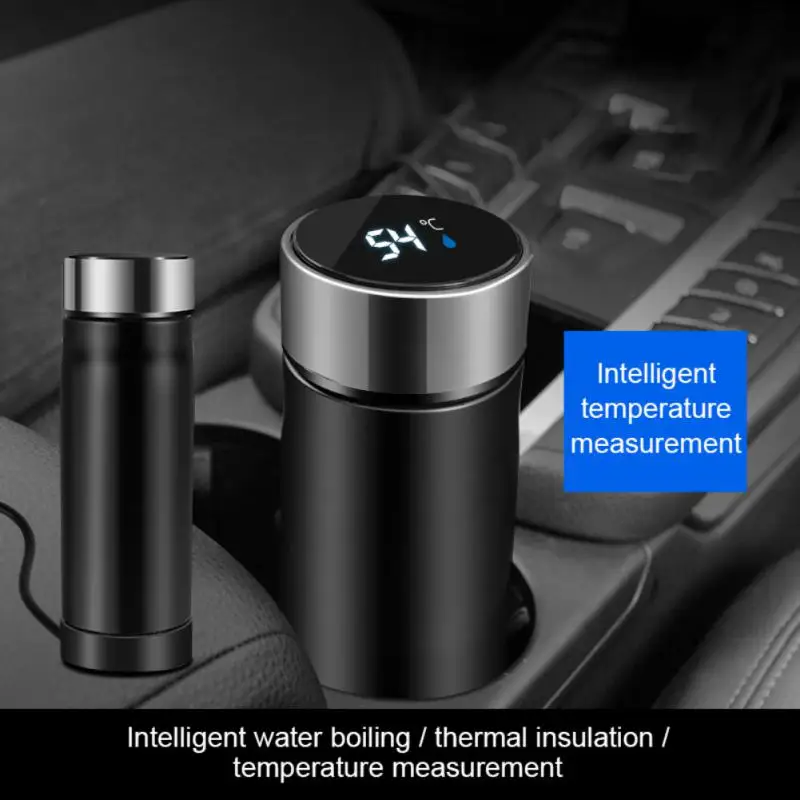 

350ML Car Insulated Bottle Electric Heating Water Cup 12/24V Stainless Steel 304 Digital Display Touch Vehicle Heating Cup Mug