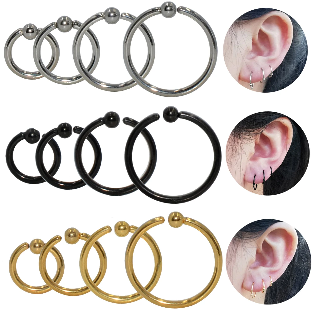 2 шт./упак. хирургические Сталь плененное кольцо гибкие уха обруч нос кольца петли