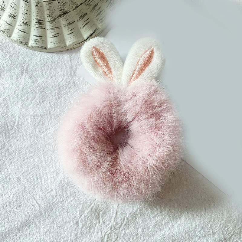 

Fashion Girls Elastic Faux Rabbit Fur Scrunchie Hair Rope Mink fur Ponytail Holder Elastic Plush Hair Ring Hair Accessories