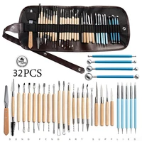 32pcsset ceramic clay tools polymer clay tools pottery tools set beginners wooden pottery sculpting craft clay cleaning kit