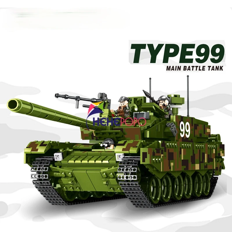

1339pcs 632002 Tank World Military War Weapon Type 99 Tank Bricks Building Blocks Sets Models Educational Toys For Children DIY