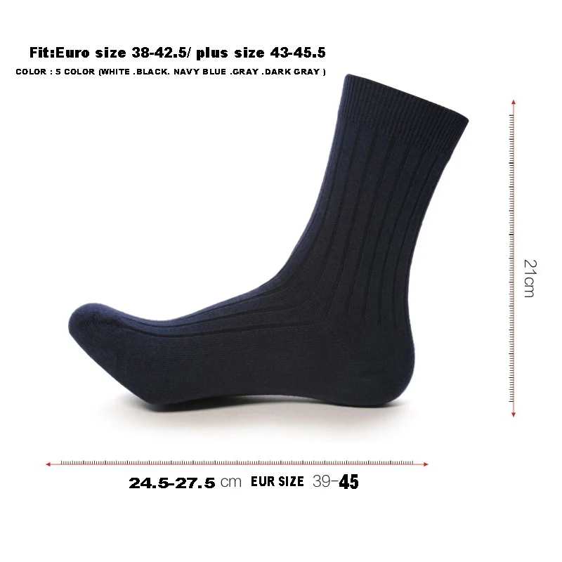 

2021 New Brand High Quality Cotton Sock 5 Pair/Lot Autumn Long Dress Socks Winter Male Crew Sock Plus Size38-45 Compression Sock