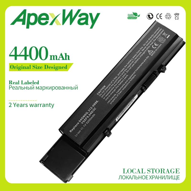 Apexway 4400 мАч 6 ячеек Аккумулятор для ноутбука Dell Vostro 3400 3500 3700 04D3C 04GN0G 0TXWRR 0TY3P4 312 0997 4JK6R