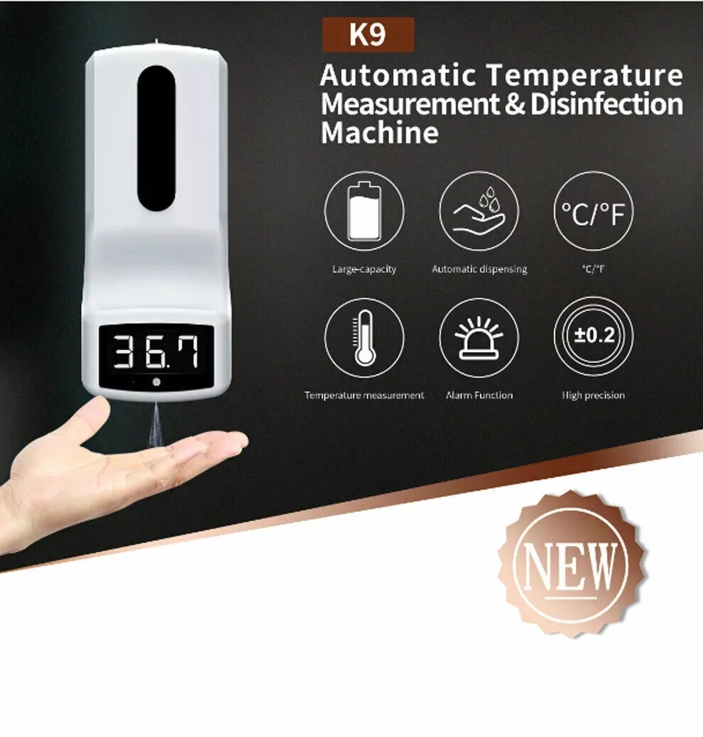 

1000ml Infrared Thermometer K9 Automatic Soap Dispenser Palm Temperature Measurement and Disinfection Integrated Machine 2in1