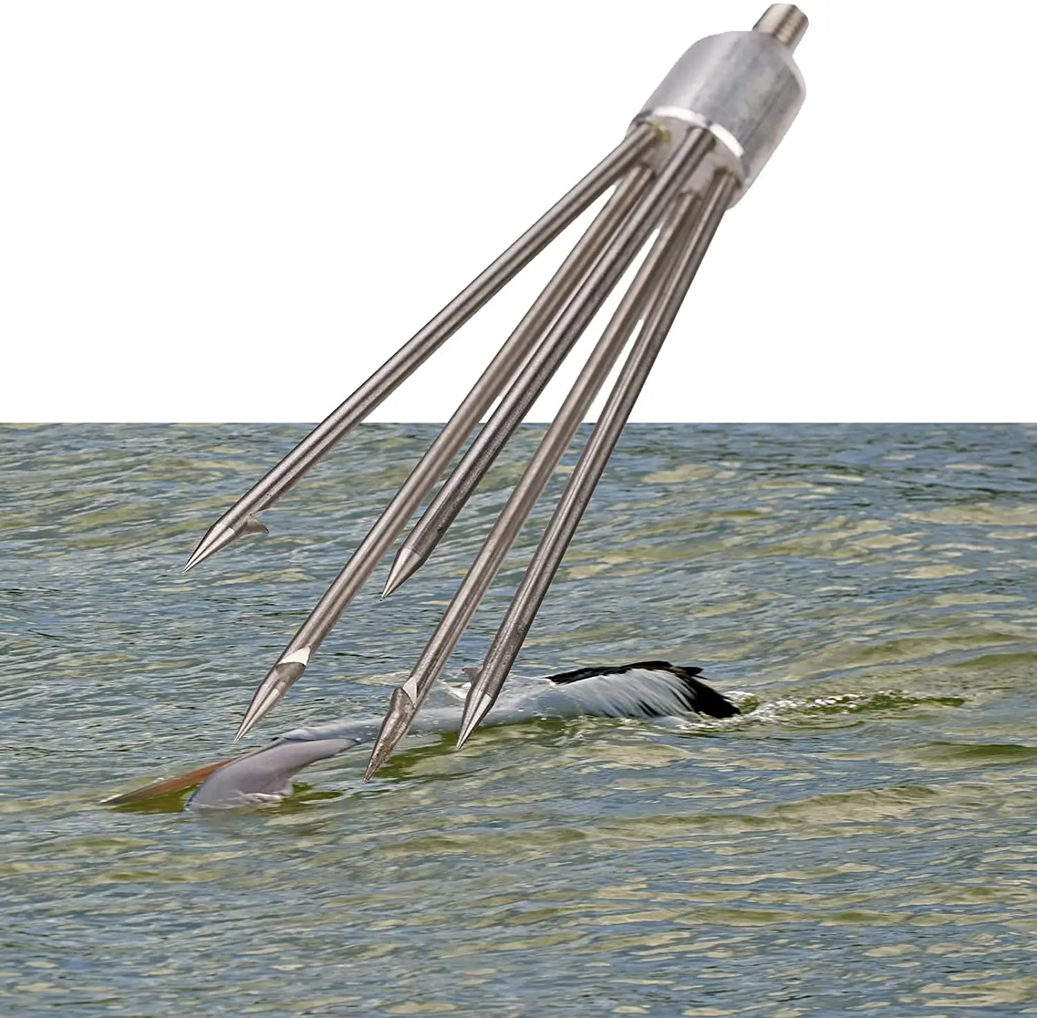 AUXPhome 5 Tine Frog Spear, Ледовое рыболовство, Рыбная копь, Рыболовный гарпун Fish EEL Salmon Barbed, Нержавеющая сталь.