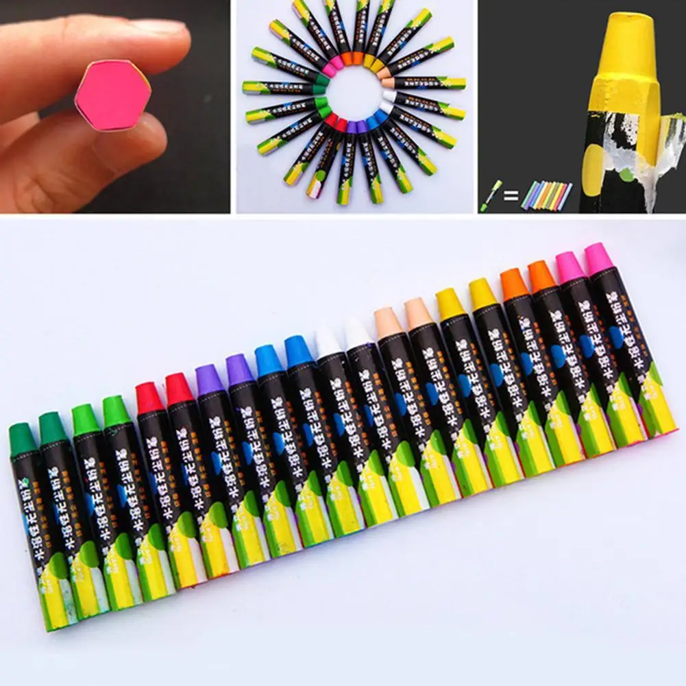 

Chalk 20Pcs Water Soluble Dustless Drawing Art Colorful Chalk Crayon School Supplies Office School Supplies