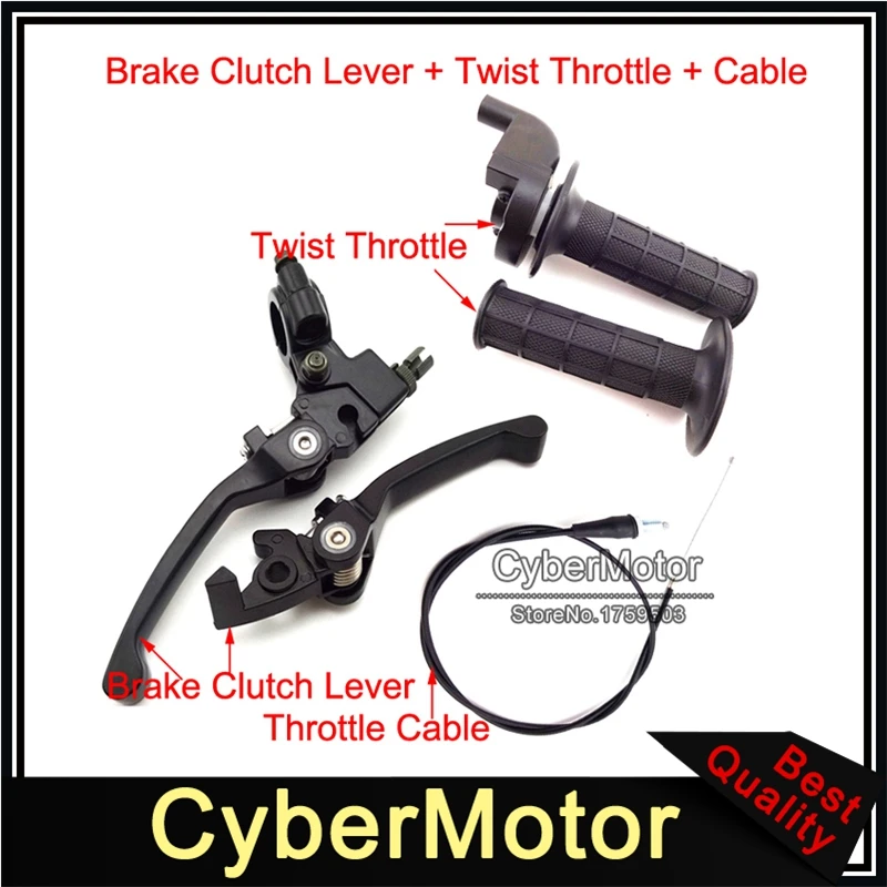 Тормозной рычаг сцепления + ручки дроссельной заслонки черный кабель для 50cc 70cc 90cc