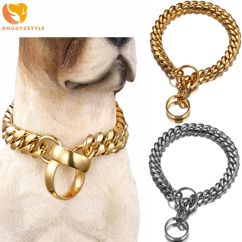 Ошейник цепочка для собак тренировочный ошейник из нержавеющей стали с серебряным и золотым покрытием 18 К