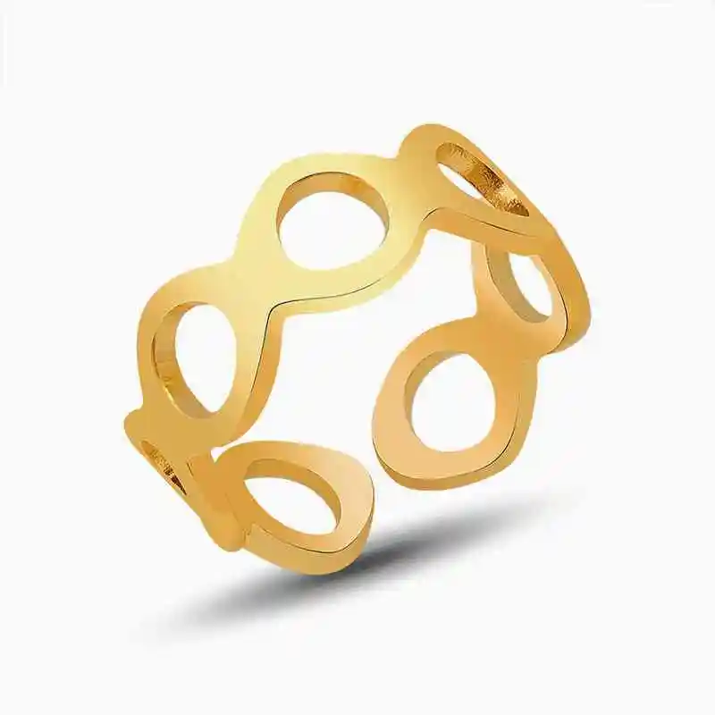 

Stainless Steel Trendy Geometric Open Rings A313 For Womens Accessoires Pleated Gold Accessories Style Vintage Ring Jewelry
