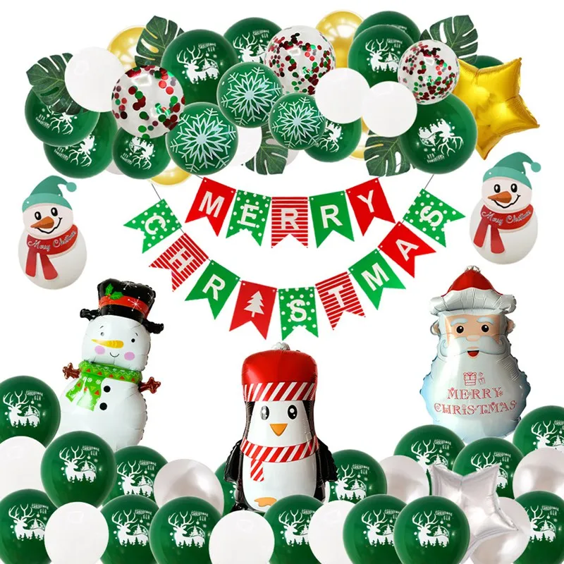 

1set Merry Christmas Balloons Sets Christmas Banner Balloons Xmas Eve Party New Year Home Christmas Decoration Air Balloons