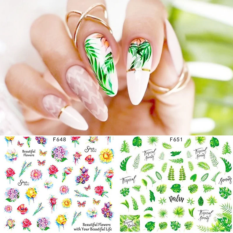 Стикеры 3D на ногти Nail Art Цветок Фрукты серии ромашки красочные узоры листьев