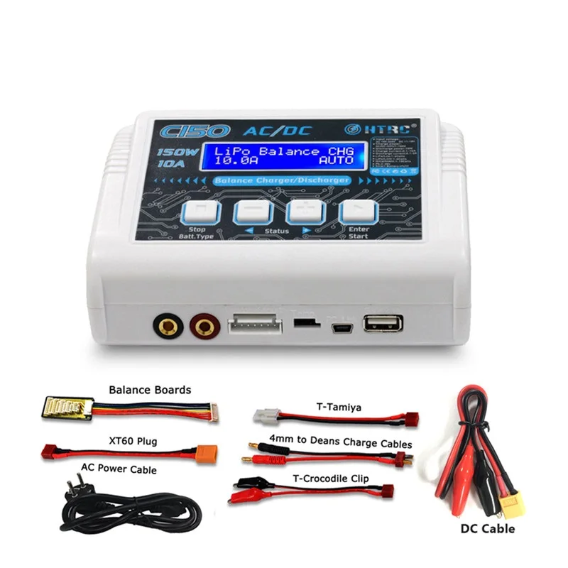 HTRC C150 lipo зарядное устройство AC/DC 150 Вт 10A RC батарея баланс смарт для LiPo LiHV жизнь Lilon
