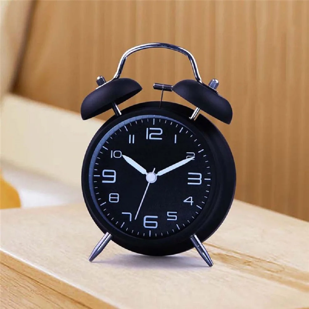 Vintage Alarm Clock Metal Twin Double Bell Number Silent Night Function | Дом и сад