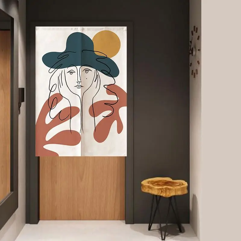 Простая Современная тканевая дверная занавеска с геометрическими линиями