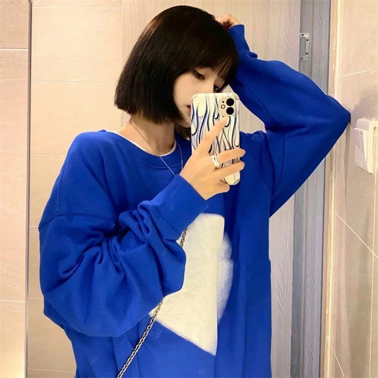 

New Winter Clothes Korean Style Trendy Hooded Loose Round Neck Letters Rac