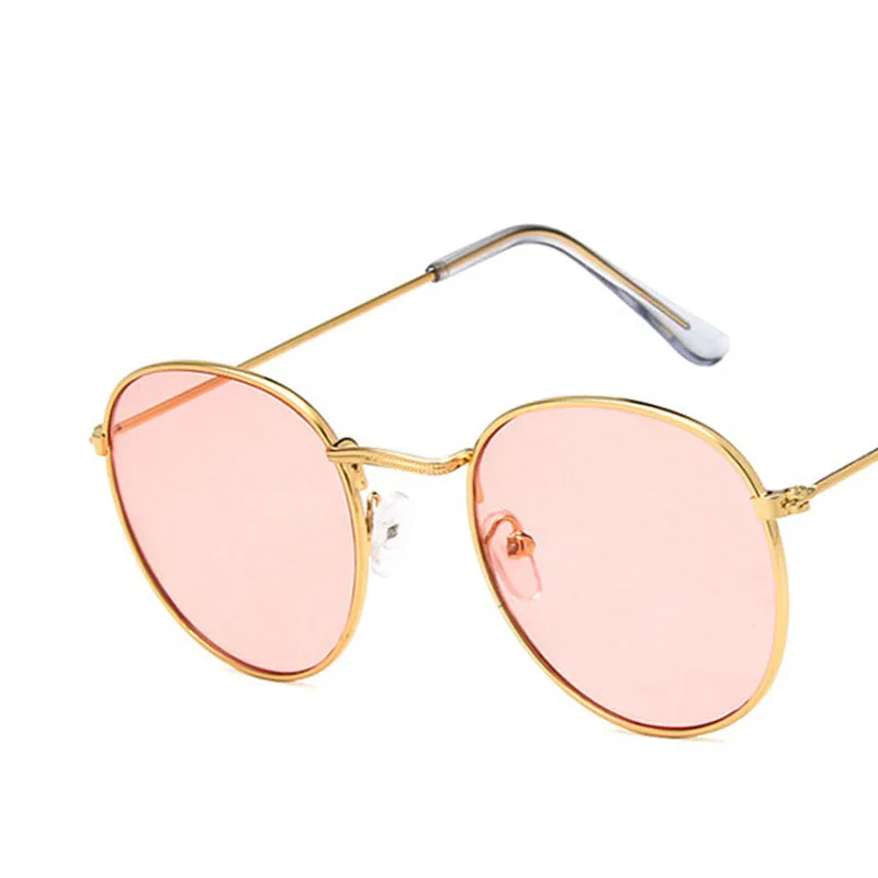Gold OceanPink LeonLion, зеркальные металлические солнцезащитные очки для женщин, винтажные, брендовые, дизайнерские, плоские, круглые, UV400, уличные, Beat Oculos De Sol Gafas - Цвет линз: Gold OceanPink