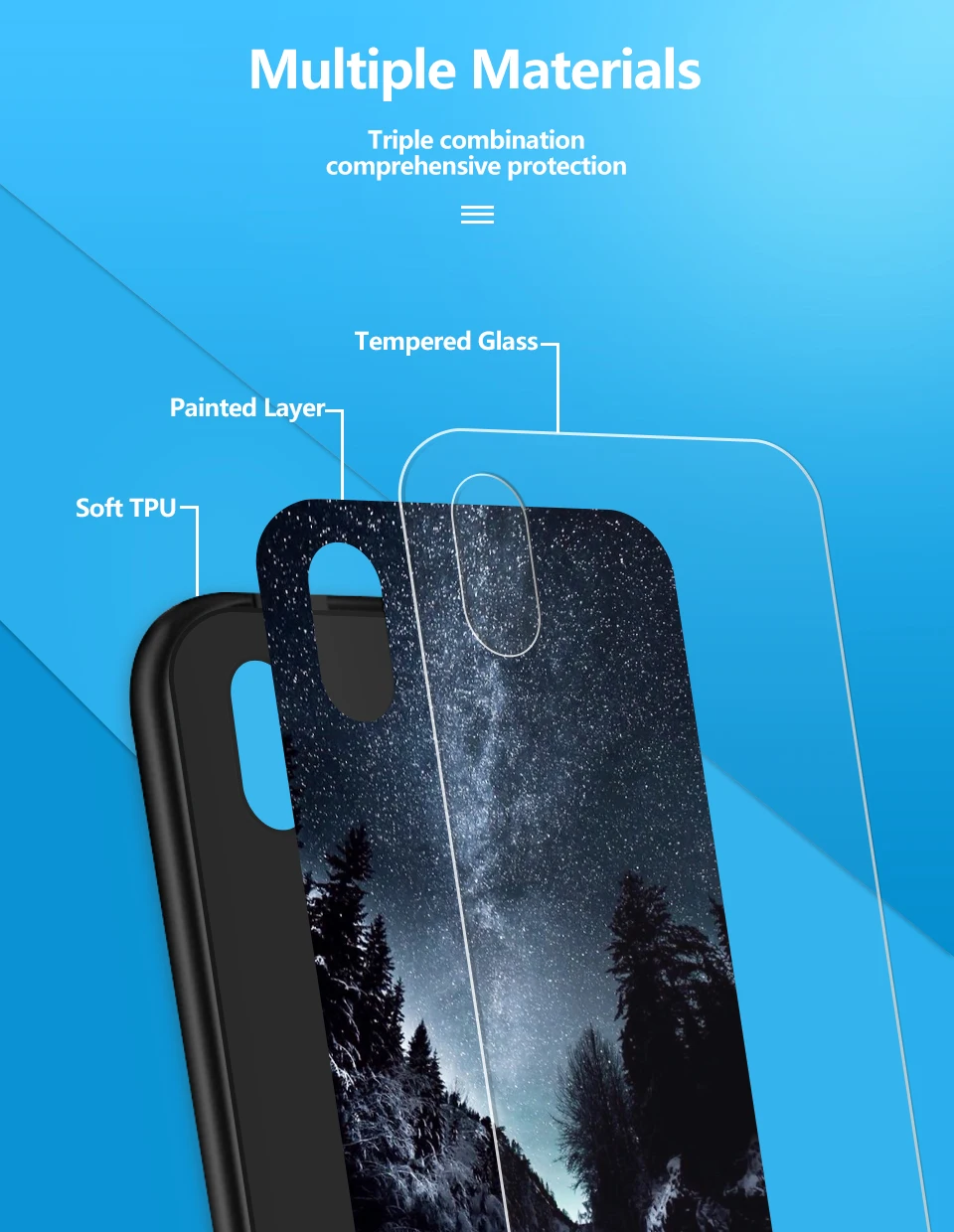 Для Meizu M882Q M892Q M872Q чехол для телефона Meizu M6T звездный узор закаленное стекло Жесткий чехол для Meizu 16Plus 16S 16X TPU оболочка