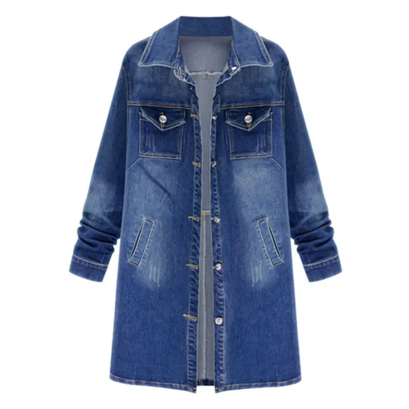 

Women's Casual Loose Oversize Jeans Long Coat Retro Cowboy Denim Loose Jacket