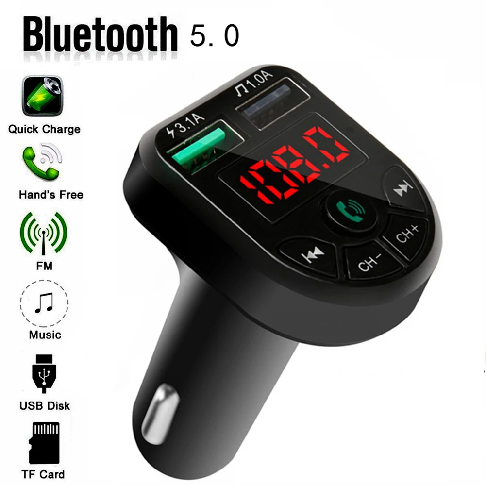 

USB Charger Car Accessories Handsfree Dual USB Car Charger MP3 Player TF Card Handsfree Bluetooth 5.0 Receiver