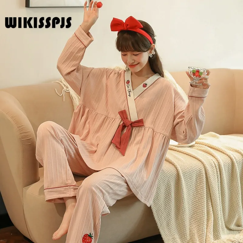 Пижама WIKISSPJS Женская в японском стиле кимоно с длинным рукавом костюм для милой