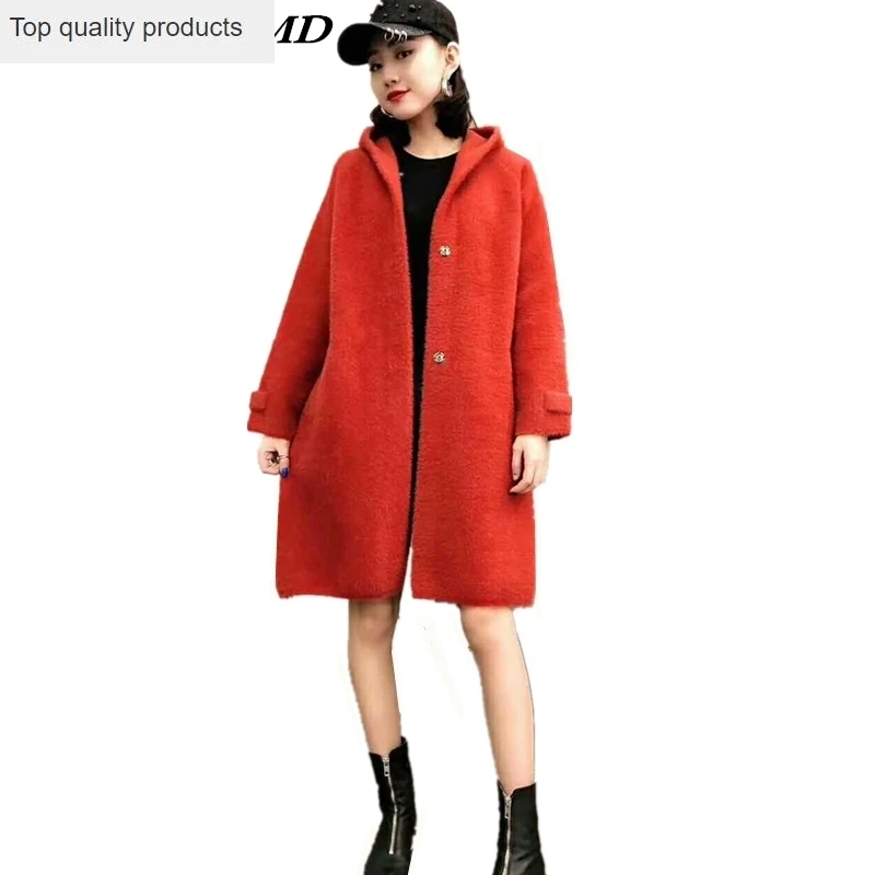 2020 Новинка Весна Осень женское вязаное пальто из искусственного меха модное
