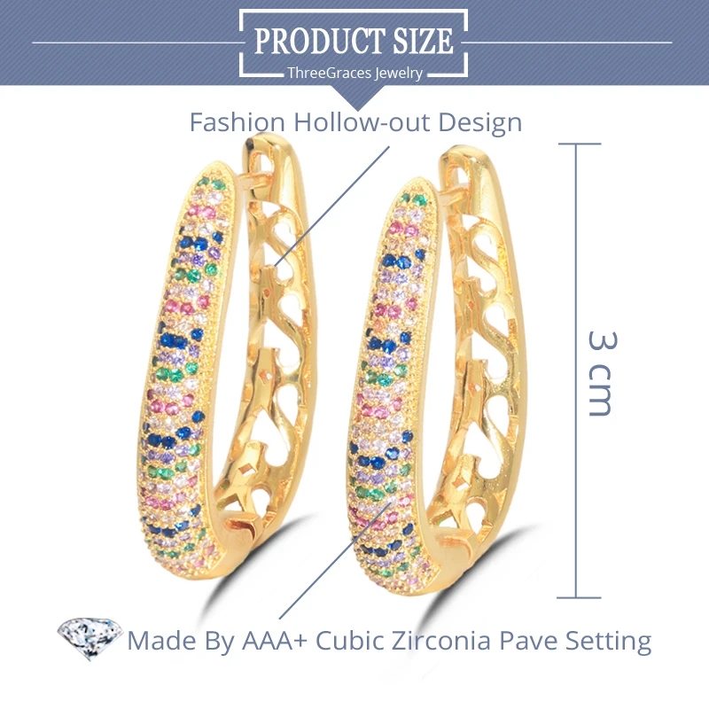 Threegraces роскошный кубический камень цирконий желтый золотой цвет большие круглые