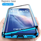 Магнитный флип-чехол Reno5 4G, чехол для телефона Oppo Reno 5 5G 5K, двусторонний чехол из закаленного стекла