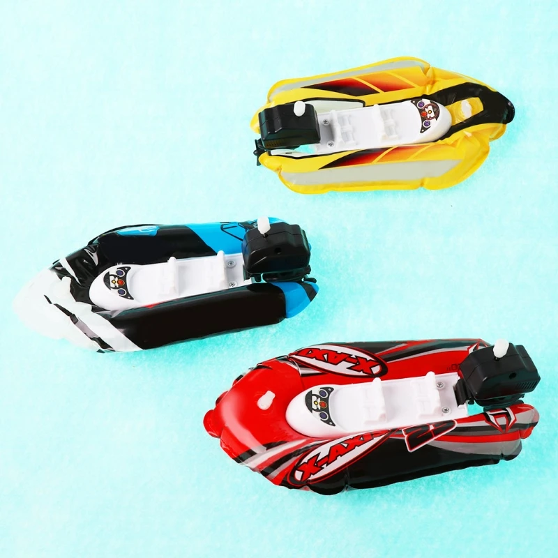 

HX5D Baby Toy Kid Clockwork Wind Up Inflatable Boat Ship Play Water Bathroom Bath Toy