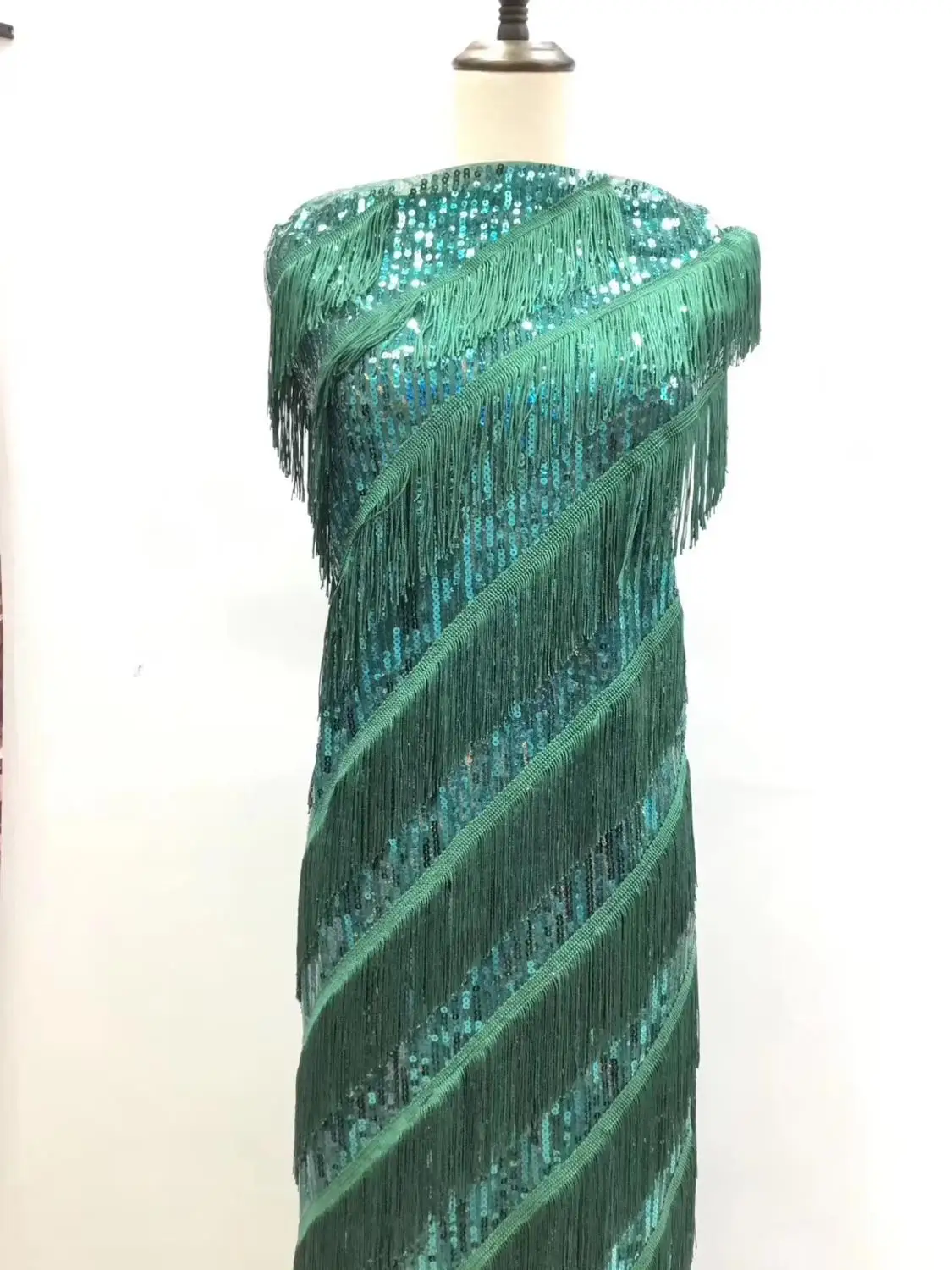 Нигерийский Тюль кружевная ткань с блестками кисточкой 2020 Высокое качество