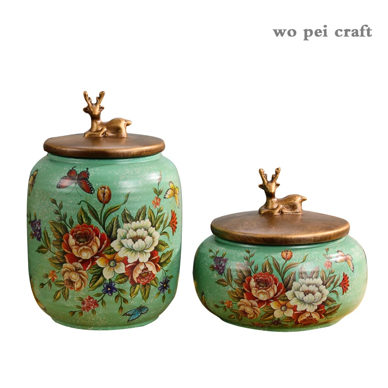 

Chinese Creative Ceramics Storage Tea Pot Jar Spice Bottle Home Desktop Candy Jars Storage Box Organizer Modern Home Decor