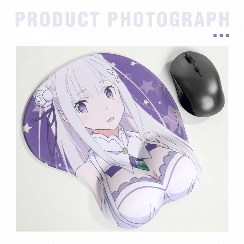 Anime Re:Life In A Different World From Zero Emilia Unisex Cartoon Cosplay 3D Mouse Pad Mousepad Wrist Rest Fashion Daily Gifts |