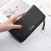 new style wallet ladies long pure color simple multi card position large capacity zipper clutch wallet hot sale