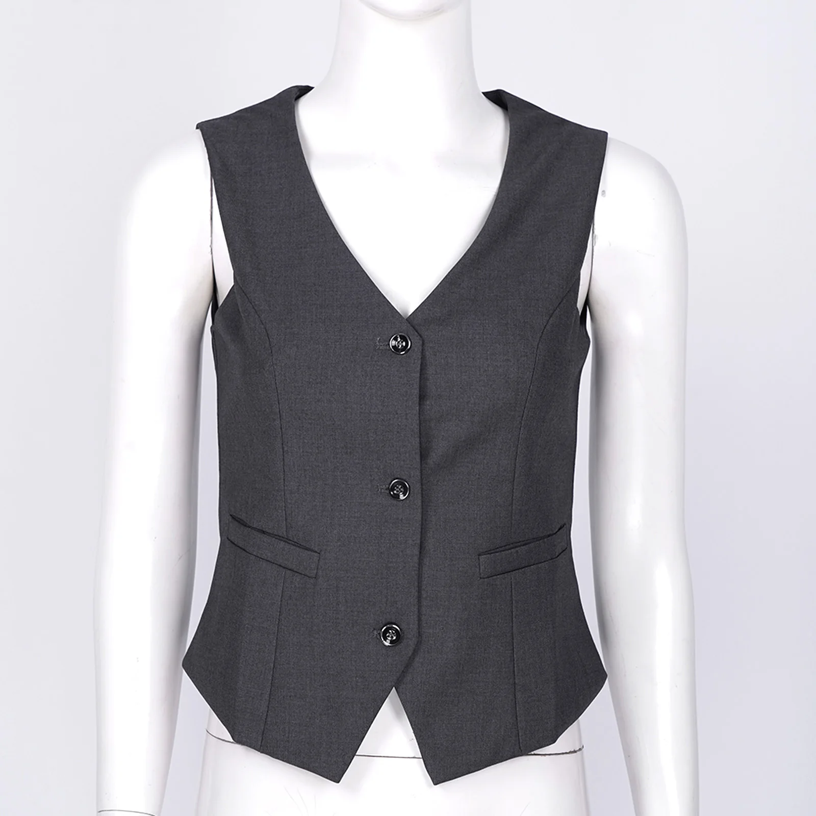 Women's Vests OL Style Formal Wear Button Down Sleeveless Vest Elegant Office Ladies Classic Suits Waistcoat Workwear Mujer images - 6
