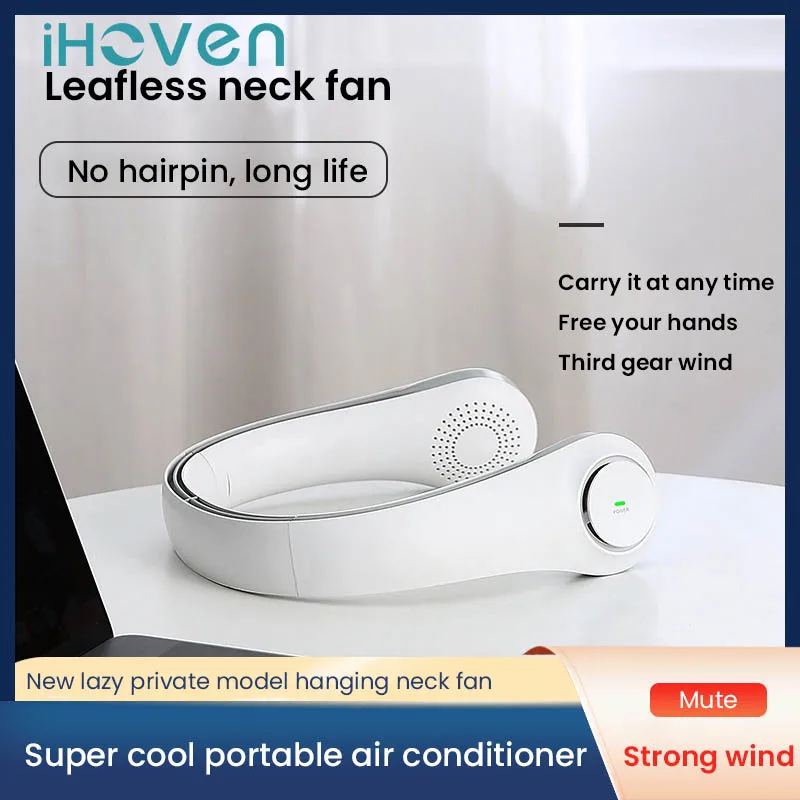

iHoven Portable Lazy Neck Fan Mini Bladeless Fan Conditioner 2400mAh USB Rechargeable Neckband Fan Mute Sports For Home Outdoor
