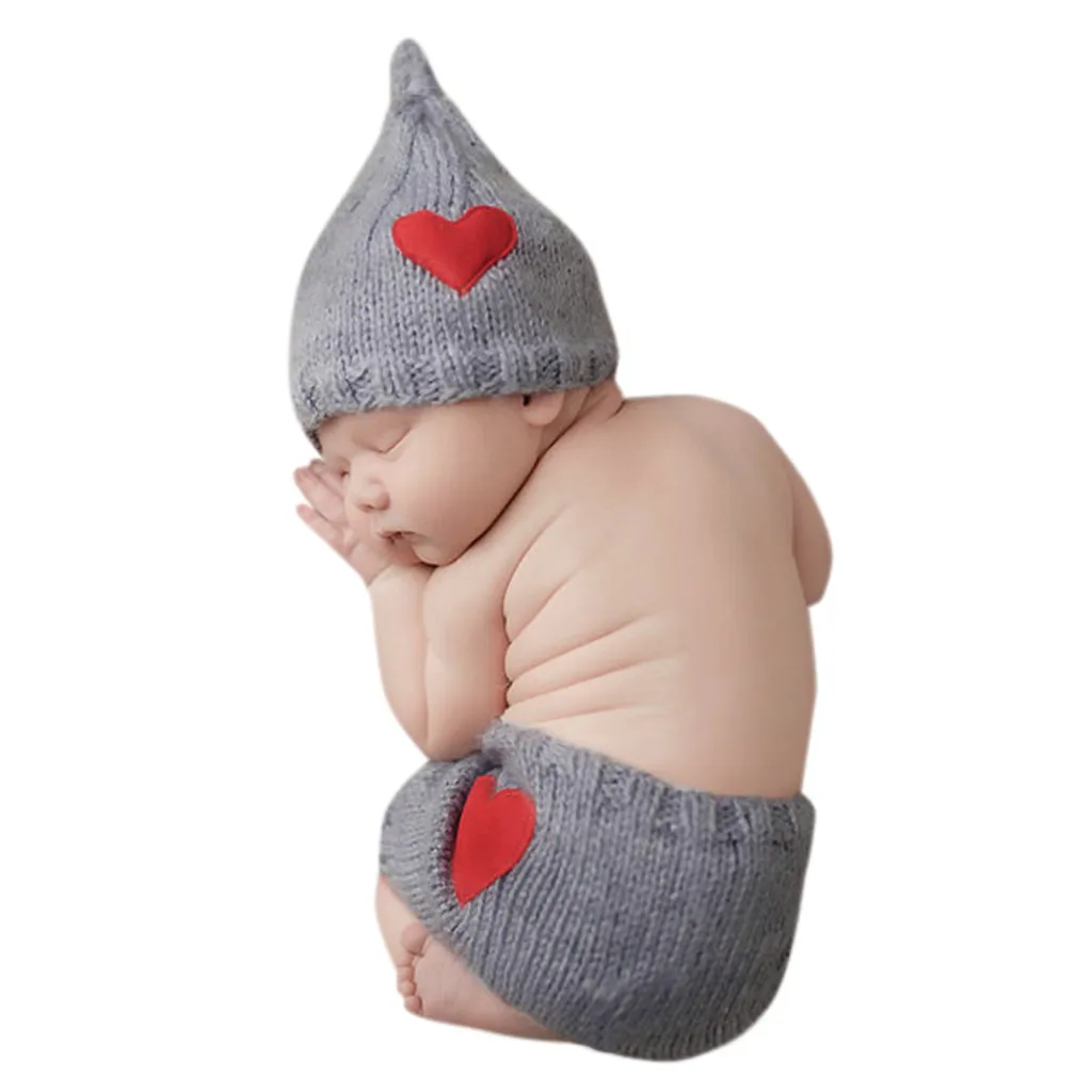 

25# Newborn Infant Baby Boy Girl Love Hat + Pants Knitted Photographic Photography Prop Sett Baby Photography Clothing