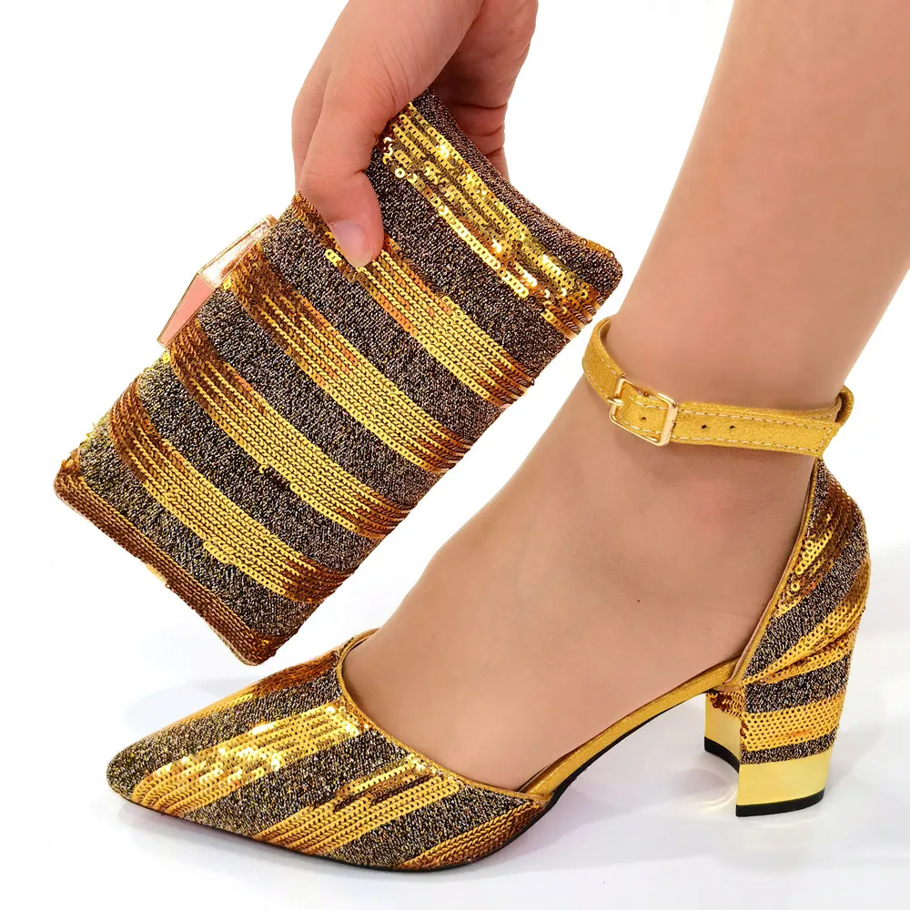 

Doershow Итальянская обувь с подходящими сумками, итальянские африканские женские вечерние туфли и сумки, наборы женской обуви золотого цвета! SOU1-3