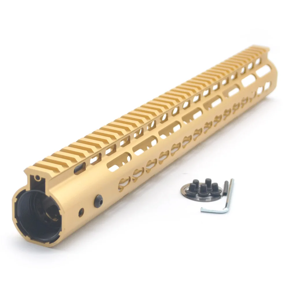 

Aplus 15'' inch Keymod Handguard Rail Ultralight Free Float Mount System Fit .223/5.56/AR-15_Luxury Gold Unqiue Color