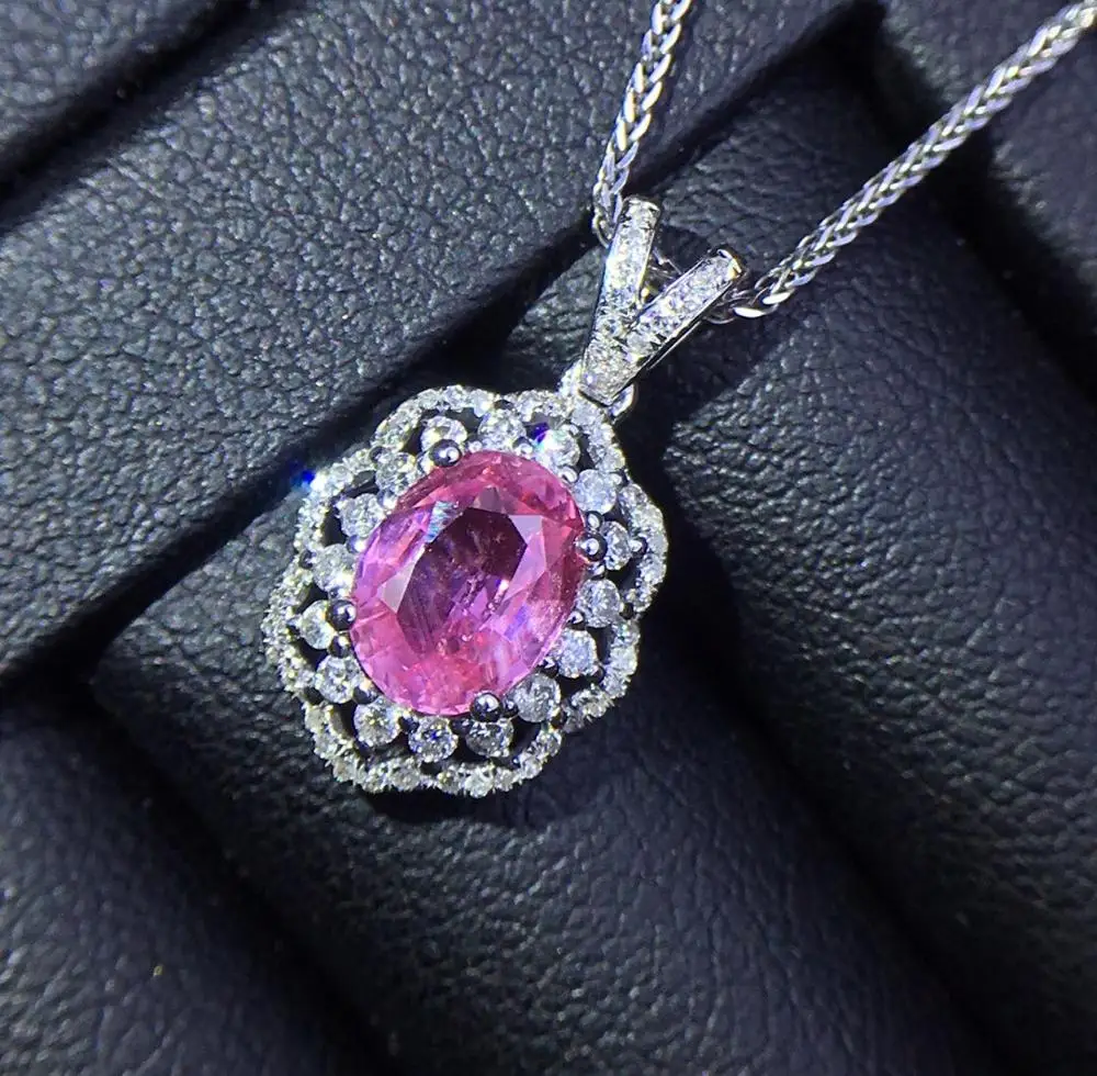 Ювелирные украшения чистый 18 К БЕЛОЕ ЗОЛОТО ПРИРОДНЫЙ розовый сапфир