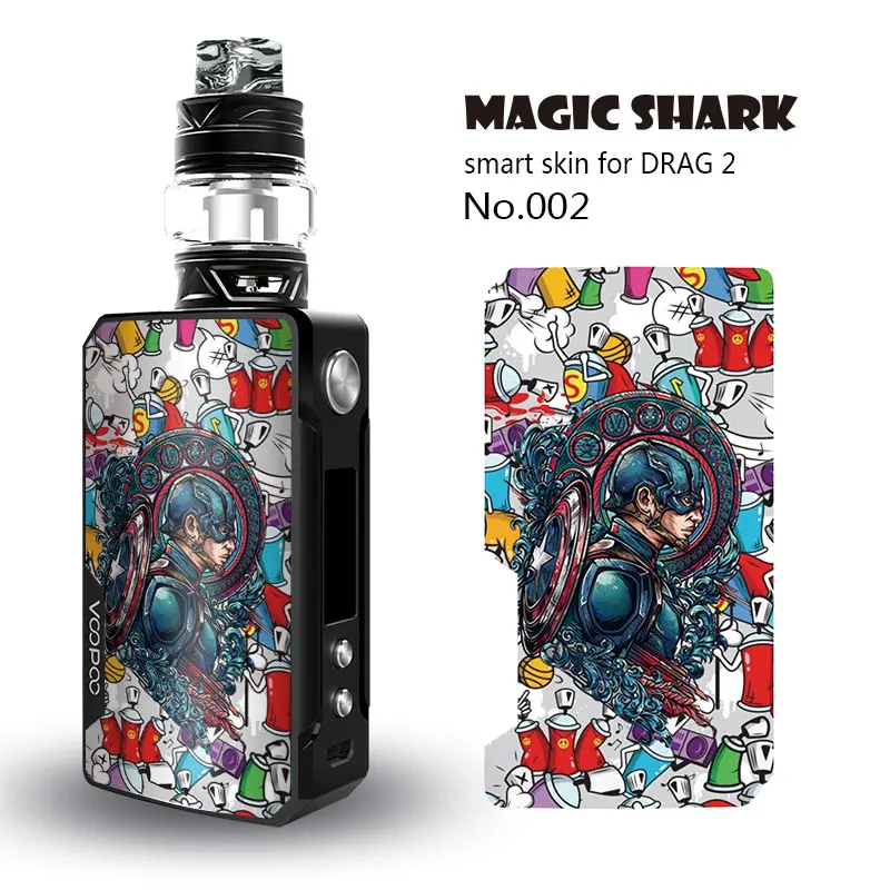 Чехол-наклейка из ПВХ для Voopoo Drag 2 с изображением тигра волка мотоцикла |