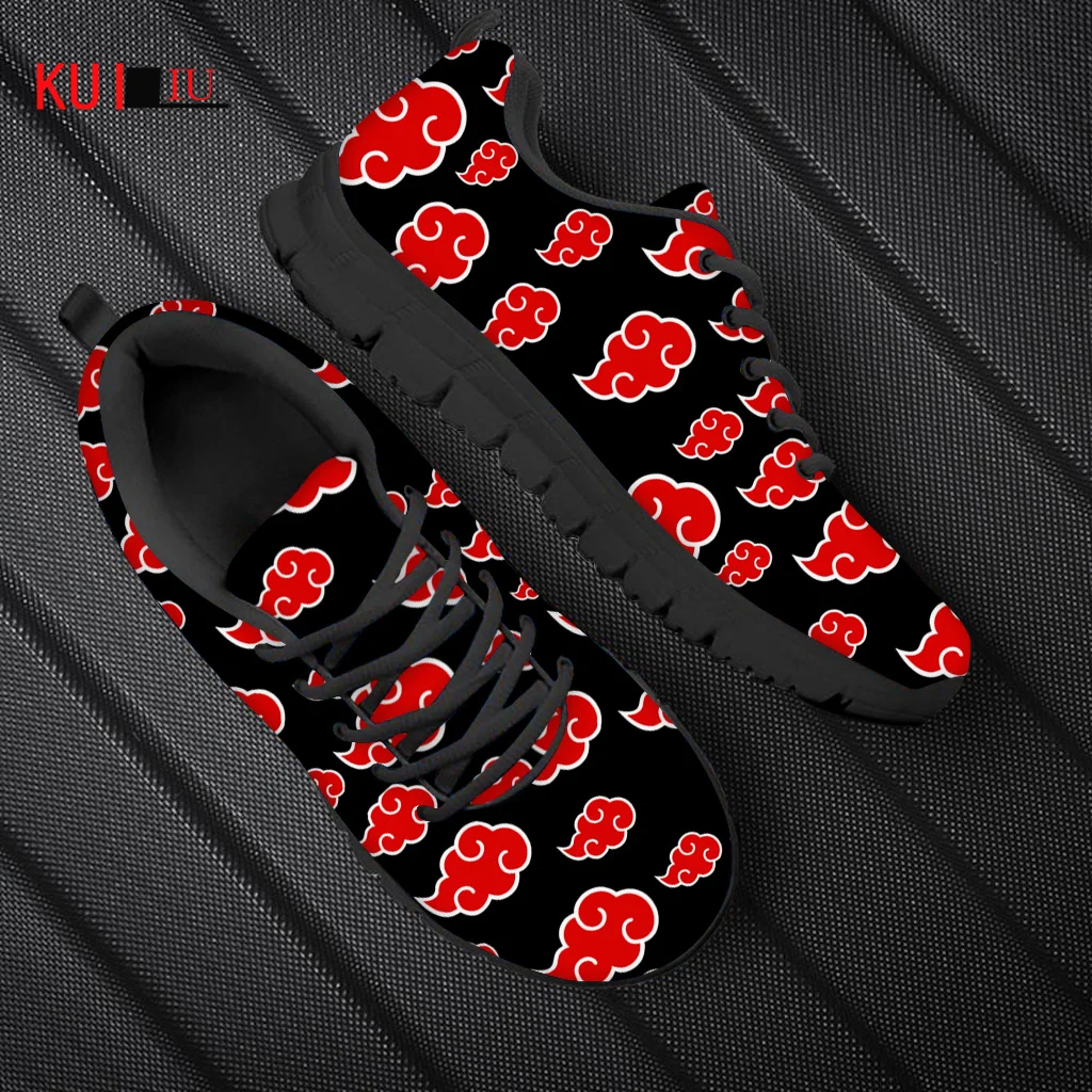 

KUILIU Autumn Japan Anime Cloud Symbols Casual Flat Shoes Women 2021 Sneakers Brand Designer Comfortable Mesh Flats Female Shoes