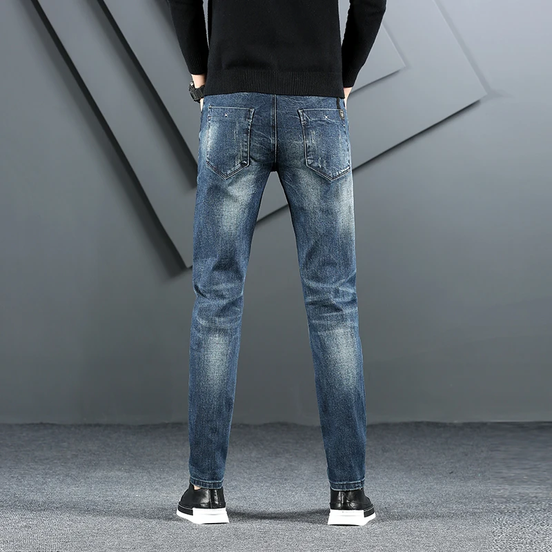 

VROKINO 2020Men's Fashion Jeans Youth Casual Hole Street Slim Jeans Brand Men's Clothing Mens Jeans Brand Ropa De Hombre 2019