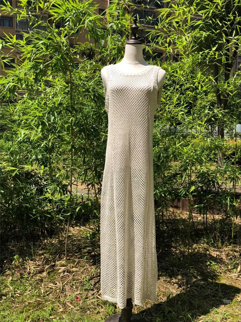 2021 вязаное пляжное платье Пляжная накидка вязаная крючком Туника парео #