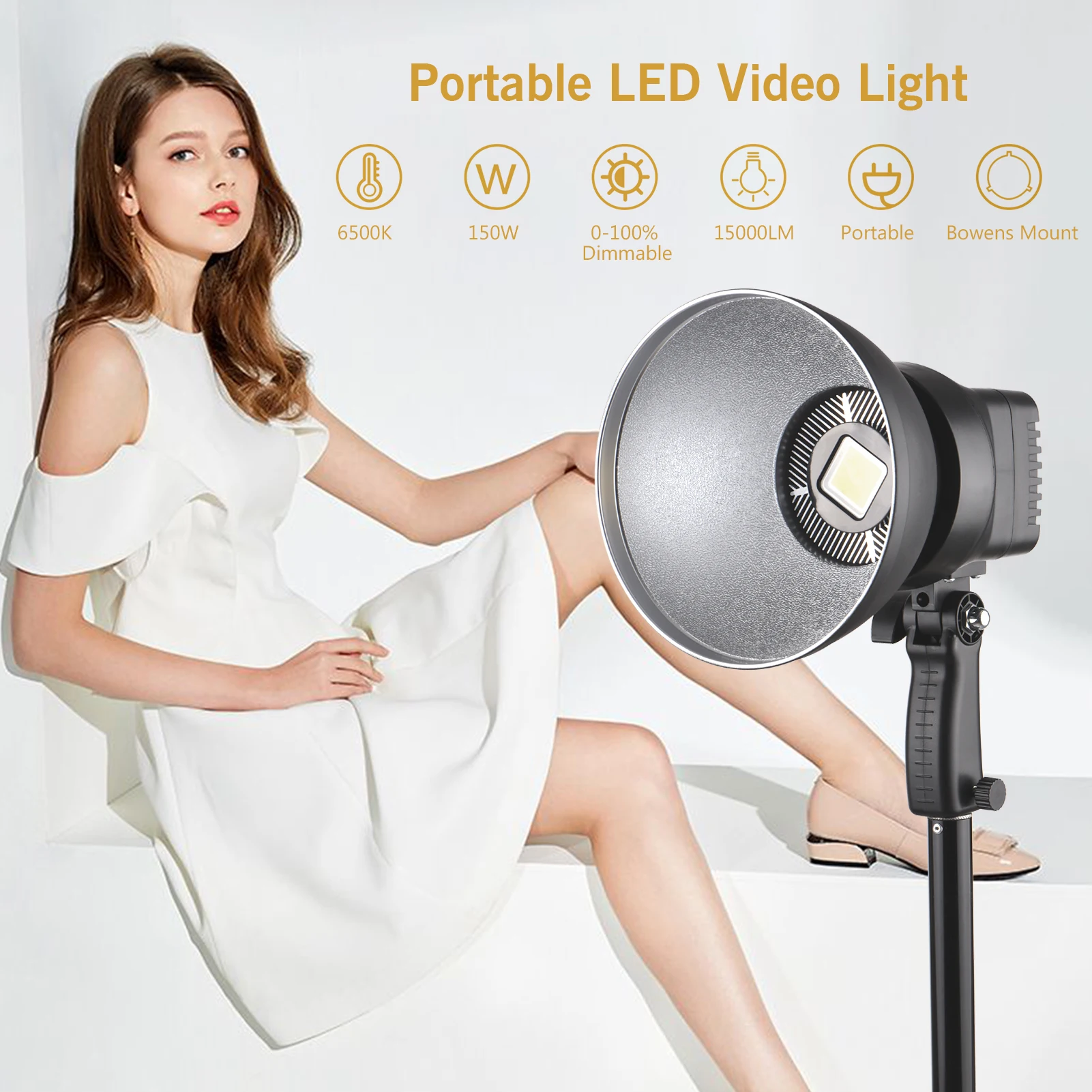 

Светодиодный светильник CZ Andoer, 150 Вт, 6500K, 15000LM, CRI95, с регулируемой яркостью, крепление Bowens, для фотосъемки, 3 фильтрующих панели, пульт дистанц...