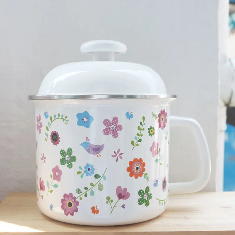 Молочный горшок для супа эмалированный чашка воды 16 см молока 1 8л миска лапши