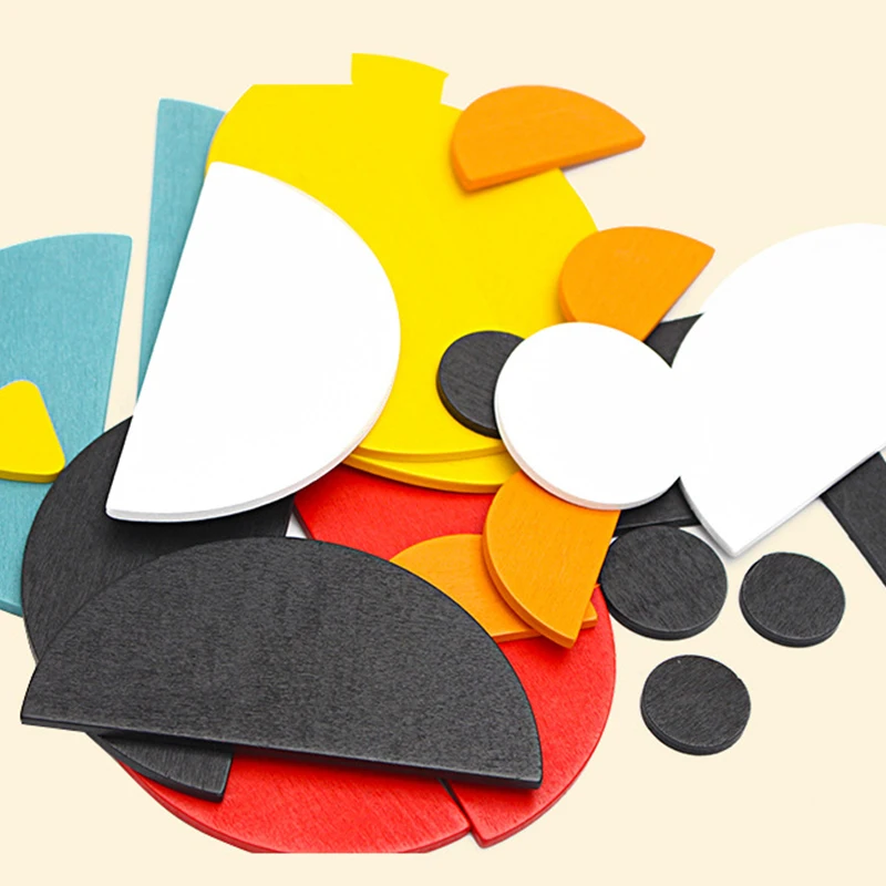 Деревянные головоломки с животными детские развивающие игрушки Монтессори для