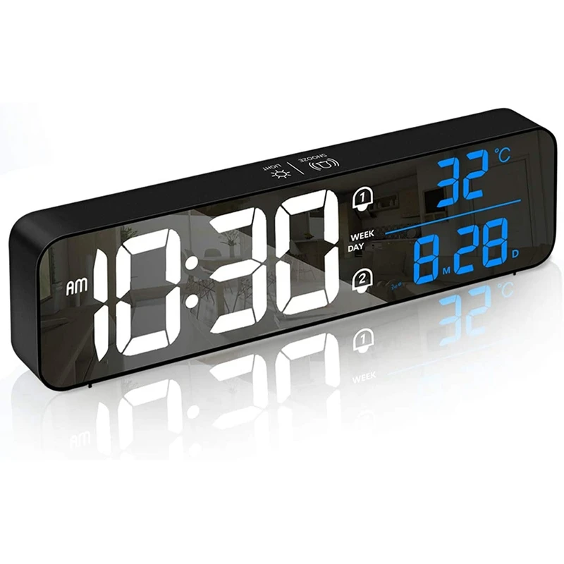 

Alarm Clocks,Large LED Digital Alarm Clock with Temperature,Dual Alarms&40 Ringtones,for Bedroom/Living Room/Office