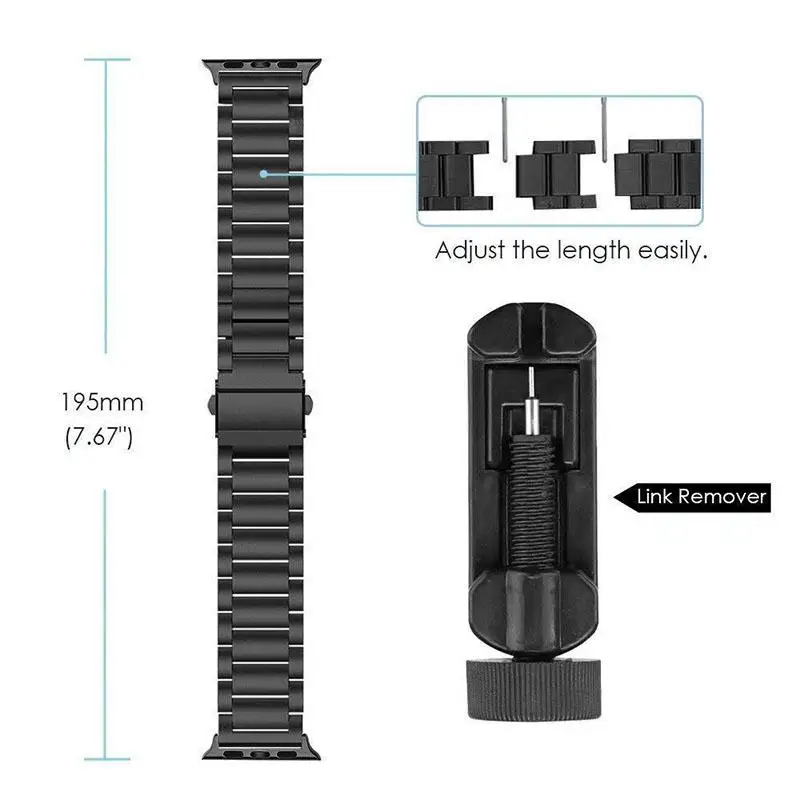 Ремешок Kuulee из нержавеющей стали для Apple Watch iWatch металлический розовый браслет с
